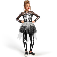 Spooktacular Creations Girls Skeleton Costume, Ghostly Skeleton Tutu Dress for Girls Halloween Dress Up, Role Play, Cosplay Party-M