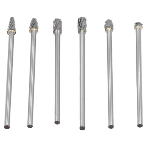6pcs Tungsten Carbide Burrs Set, Cylinder- Porting Kit, Solid Rotate Grinding Tools for Woodworking Drilling Carving 1