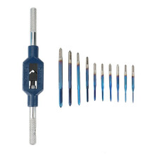 10Pcs M1-M3.5 Thread Taps with Adjustable M1-M8 Wrench Machine Tap Wrench Set for Metal Working Screw Tap Drill Bit