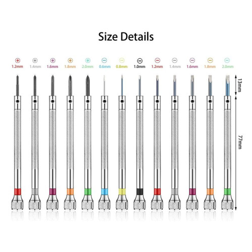 13PCS Professional Screwdriver Set, Micro-Precision Screwdriver Kit 0.6-2.0mm, 13 Extra Replace Blades for Watch Repair 2