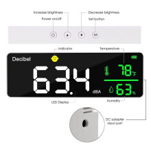 3-In-1 DezibelmessgeräT Schallpegelmesser + Luftfeuchtigkeit & Temperatur. Klassenzimmer-LäRmmesser, SPL- Und DB-Messer für die Wandmontage