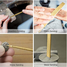 Diamond Needle File Set 3mm x 140mm, Round Files Titanium Coated Tools for Metal Wood Stone Glass, 20Pcs