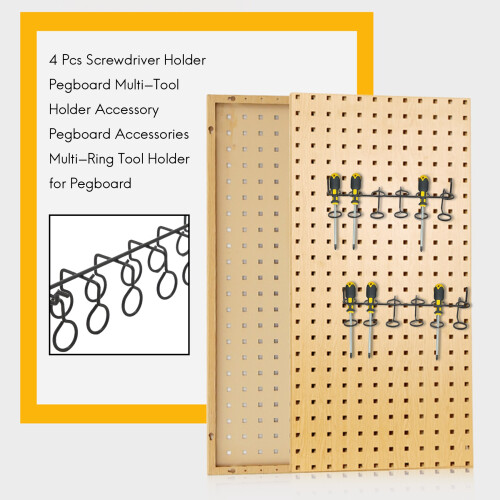 4 PZ Porta Cacciavite Pegboard Multi-Tool Holder Accessori Pegboard Accessori Multi-Ring Tool Holder per Pegboard 2