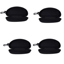 4X Black Glasses Eyeglasses Safety Zippered Hard Case Holder