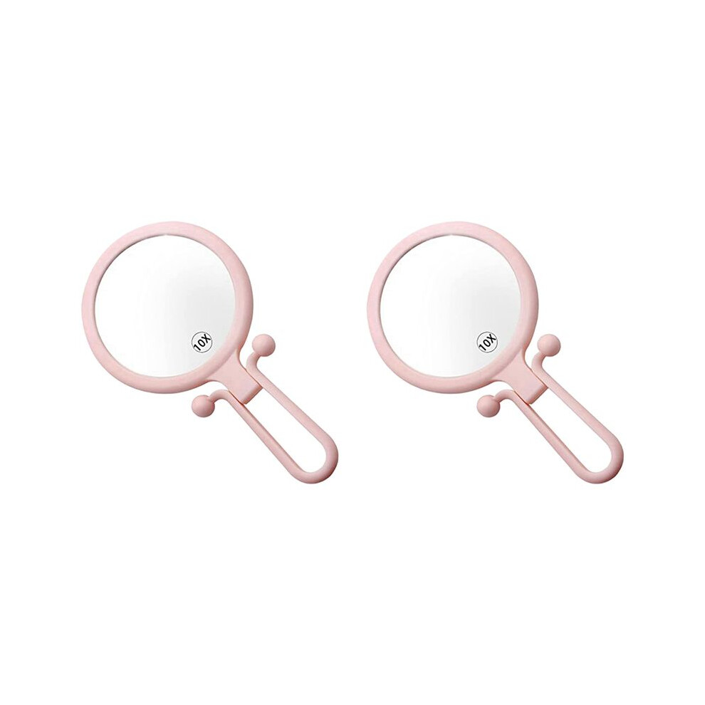 Typecat 2 Pcs 10X Handheld Magnifier, Double Sided Folding Makeup Mirror, Portable Handheld Mirror With Adjustable Handle()