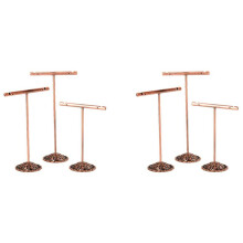2X Boucle D'Oreille Portable Présentoir de Bijoux En Métal Goujon Collier Organisateur Ornement T Bar Cintre Vitrine Support Support Bronze