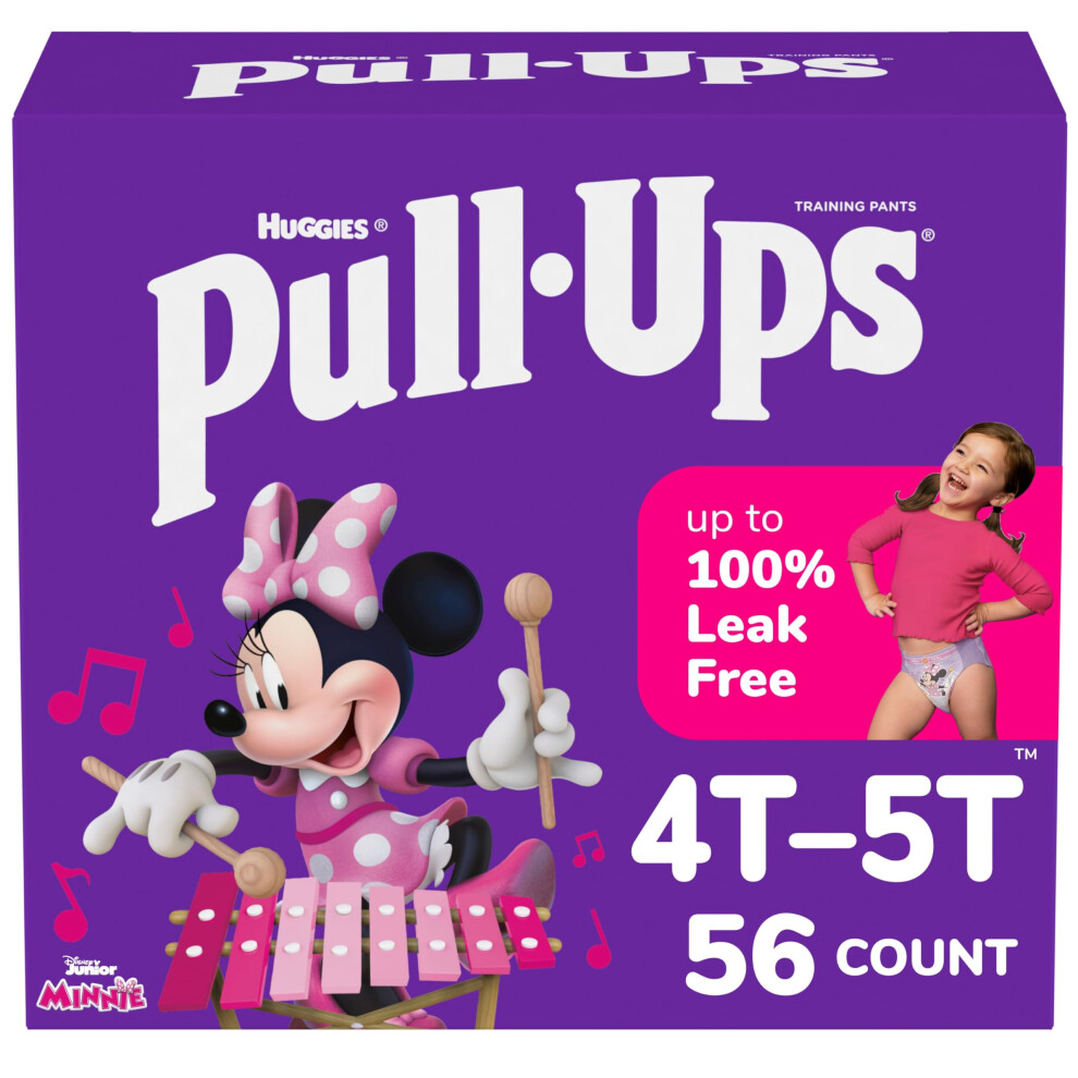 Girls' Potty Training Pants, Size 4T-5T Training Underwear (38-50 Lbs), 56 Count Pull-Ups