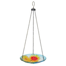 Alpine Corporation KBD126 Udendørs Hængende Glas Foderhus og Fuglebade, Blomster og Bi Design, 10" B