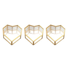 3X Flip Love Hjärtformad Geometrisk Glassmyckeskrin Glasringlåda Utsökt Unik Bröllopssmyckeskrin för Bröllopsdekoration
