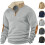(Navy blue, S) Retro Patchwork Embroidered Half-Zip Men's Long Sleeve Sweatshirt 2