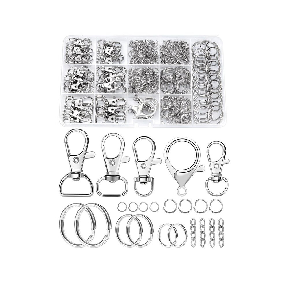 Keychain Making Kit - Keychain Clip With Key Ring,Swivel Snap Hook, Jumprings & Extender Chain For Crafts, Diy Projects 4711928058733