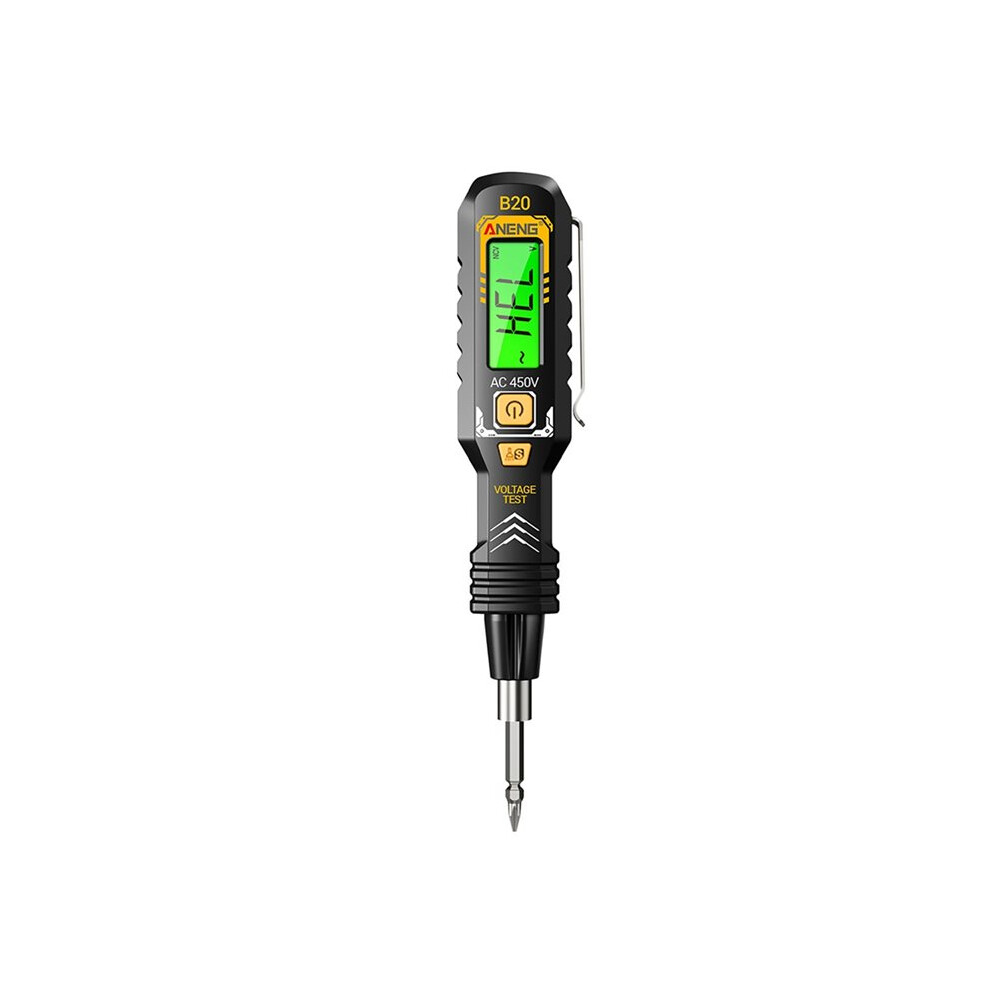 Aneng Lcd Digital Voltage Tester Measuring Pen Double-Ended Screwdriver Bits Breakpoint Electrical Induction Test Pen Black 4711592913109