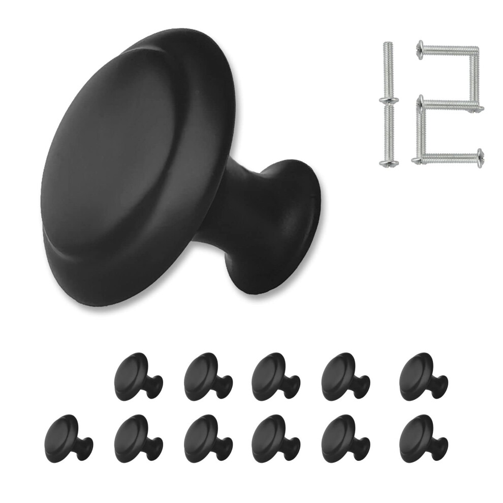Zonbang 12Pcs Cabinet Dresser Drawer Knobs, Black Kitchen Cabinet Knobs, 1.2" Knobs For Cabinets And Drawers Dresser, Modern Draw Pulls And Knobs 694774912326