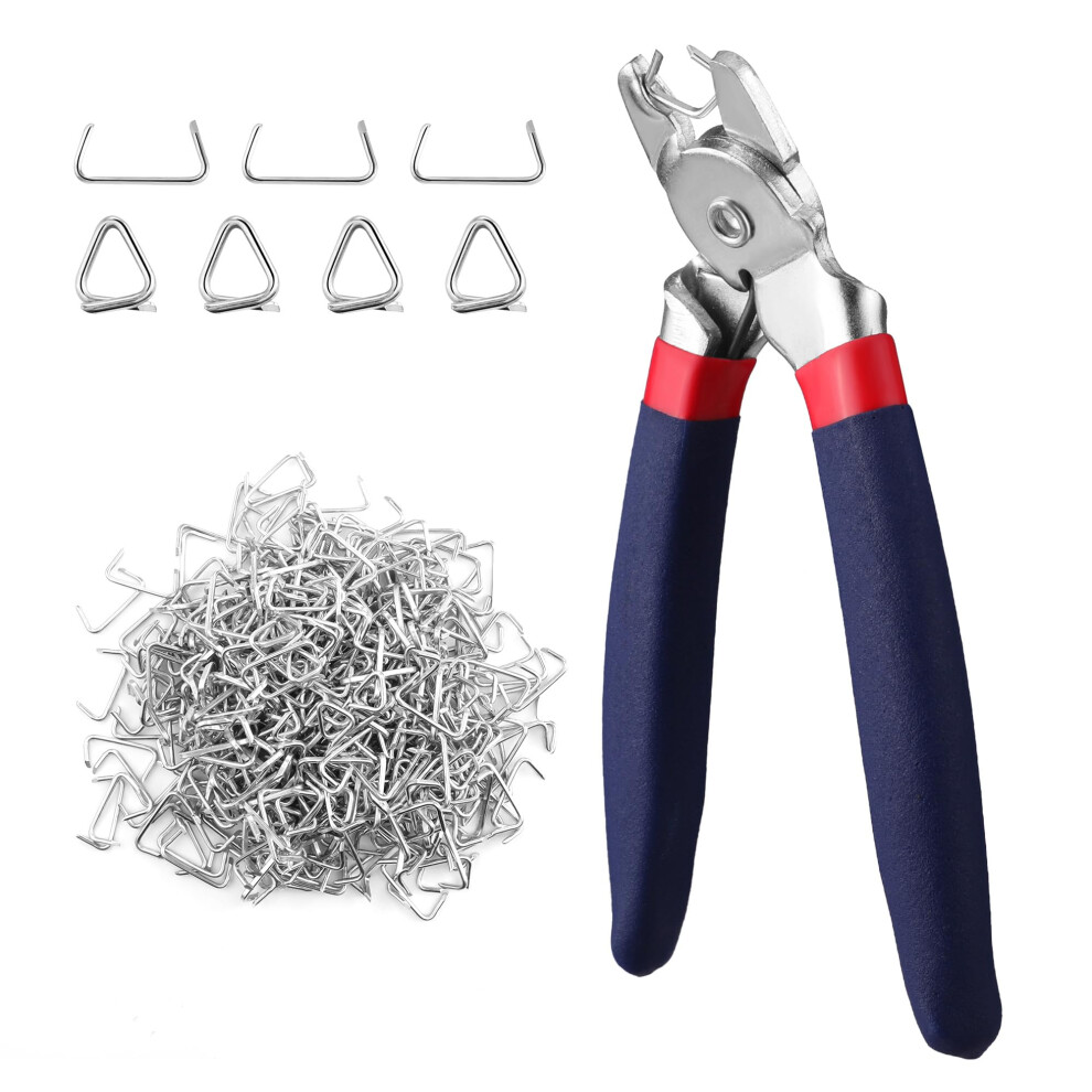Workpro Bent Hog Ring Pliers With 500 Pcs 3/4" Hog Rings, Galvanized Steel Hog Rings Perfect For Furniture Upholstery, Auto Upholstery, Meat & Sausage 820909606239