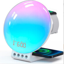 Sunrise Alarm Clock ,Wireless Charging Station, App Control Sound Machine White Noise,Sunlight Sunset Lamp Eu Plug