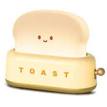 Cute Toast Bread LED Table Lamp, Rechargeable Nightstand Light with Timer, Ideal Gift for Kids and Adults