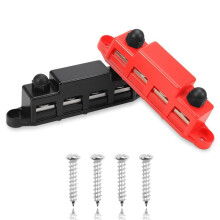 Stroomverdeelblok, 12V 300A Verzamelrail, 3/8 Inch Noppenklemmenstrook, 12-48V Zwaar Uitgevoerd Aansluitblok