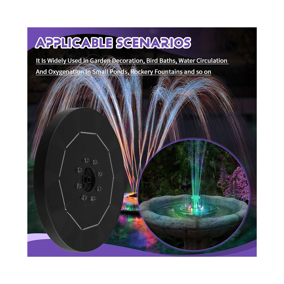 18Cm Led Solar Fountain Pump With 3000Mah Battery 3.5W 6 Nozzles Fountain Pump For Bird Bath Garden Water Cycling 4712439145387