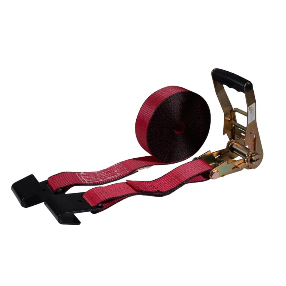 Mytee Products Ratchet Tie-Down Straps With Flat Hooks, 2" X 30' Ratchet Straps Red | 10,000 Lbs Breaking Strength | Tiedown Ratchet Straps For Flatbe 840223626201