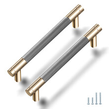 Gutuwellea Ladegrepen 2-pack 5" Kastgrepen Aluminium Ronde Grepen voor Lade Grepen Goud en Nikkel Oxidatie Afwerking met Diam