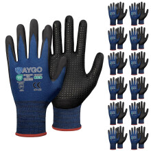 KAYGO MicroFoam Nitril-beschichtete Arbeitshandschuhe, 12 Paar KG19N, nahtlos, mit Mikro-Dots für besseren Grip