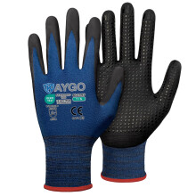 KAYGO MicroFoam Nitrile Coated Arbejdshandsker, 3 Par KG19N, Sømløs Nylon, Mikro Dots for Forbedret Greb