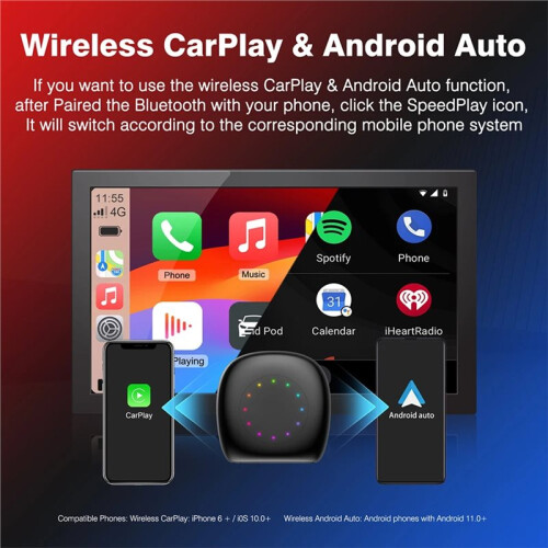 For Android 13 CarPlay LED Box Wireless Android Auto 4GLTE GPS for YouTube  for  ZS EV  R MAXUS 4GB+64GB 2