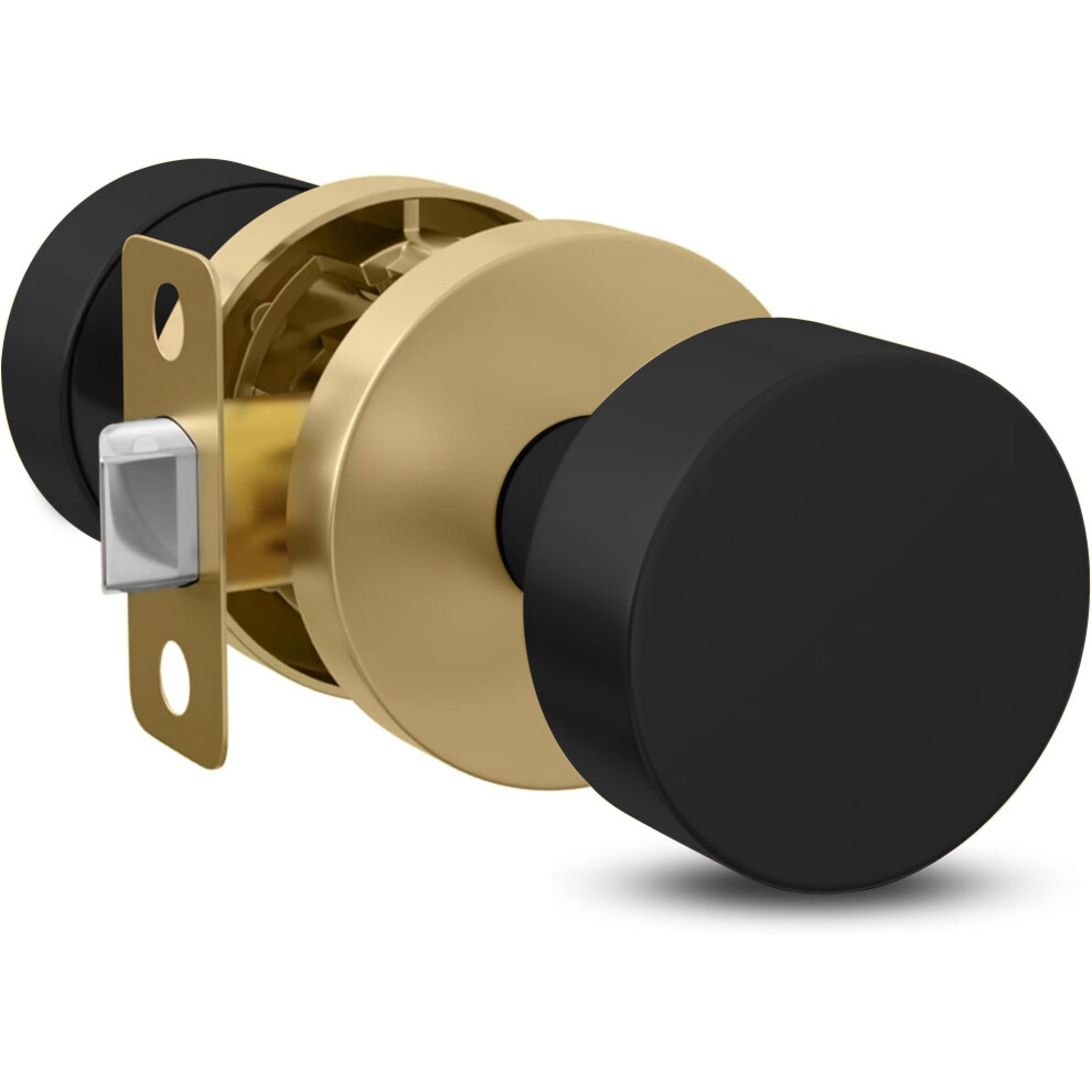 Mega Handles - Buena Passage I Black Door Knob For Hallway, Closet And Bathroom I Reversible Heavy Duty Design I Fits Standard Door Sizes I Satin Bras 793087679640