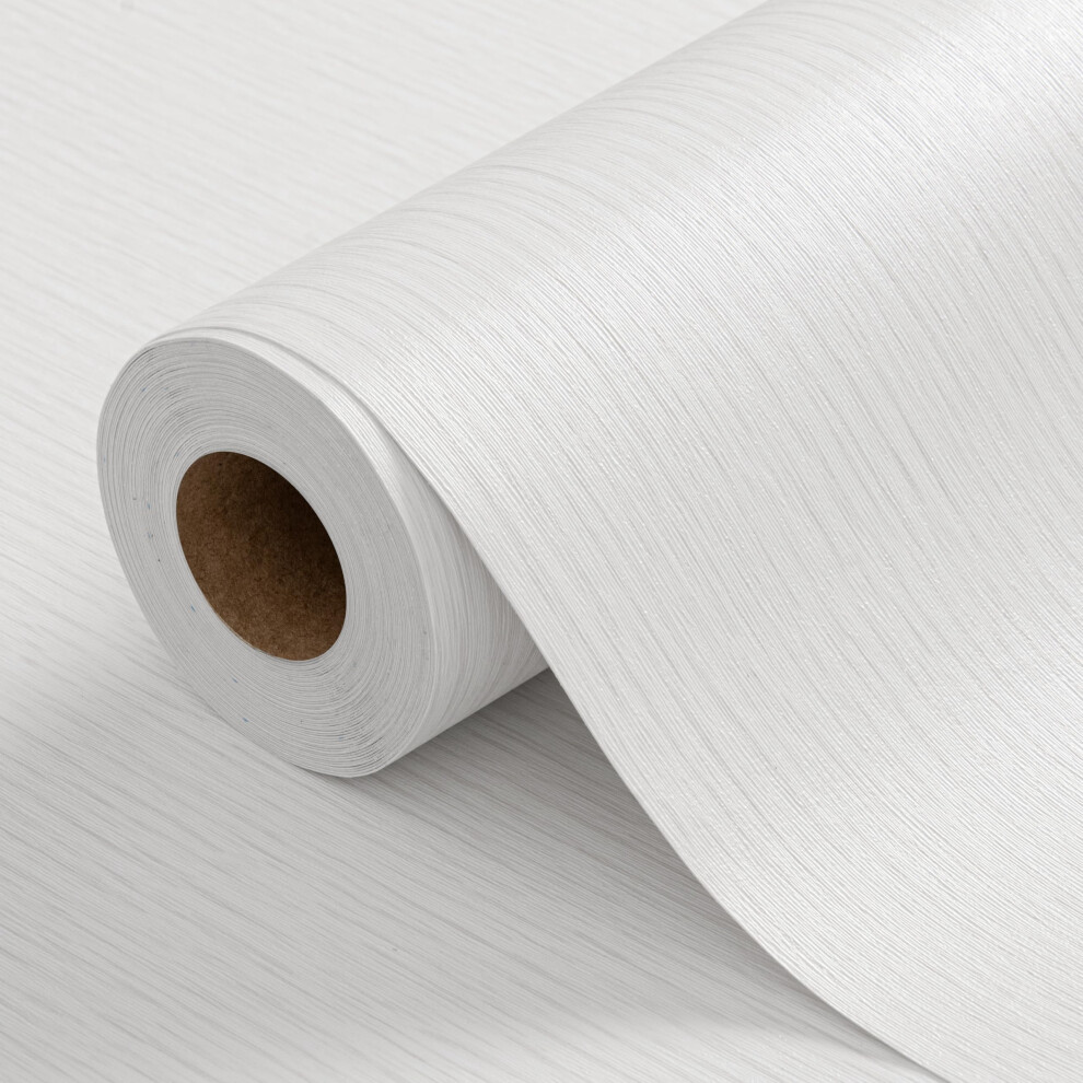 Hyunhome White Grey Faux Grasscloth Wallpaper 20.8"X394" Upgraded Thick Fabric Linen Txture Contact Paper Peel And Stick Neutral Removable Wallpaper V 768825182102