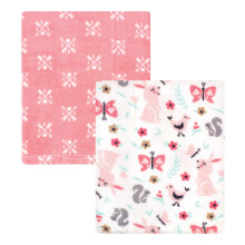 Hudson Baby Unisex Baby Silky Plush og Coral Fleece Tæppe, Sød Kanin, 30x36 tommer