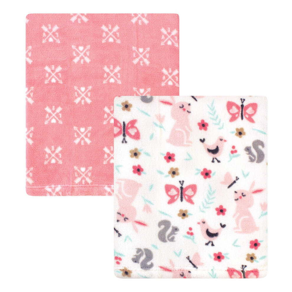 Hudson Baby Unisex Baby Silky Plush And Coral Fleece Blanket, Sweet Bunny, 30X36 Inches