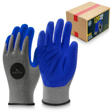 PROGEAR SAFETY Små 120 Par, Blå Latexbeklädda, Trädgårdshandskar, Arbets-handskar, Dubbel beläggning, Texturerat Grepp