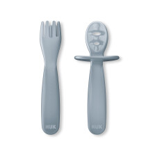 NUK for Nature Pretensil Dipper Lepel en Vork Set, Makkelijk Vast te Houden voor Zelfvoeding