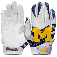 Franklin Sports Michigan Wolverines Youth College Football Receiver Gloves - Receiver Gloves For Kids - NCAA Team Logos and Silicone Palm - Youth S/XS