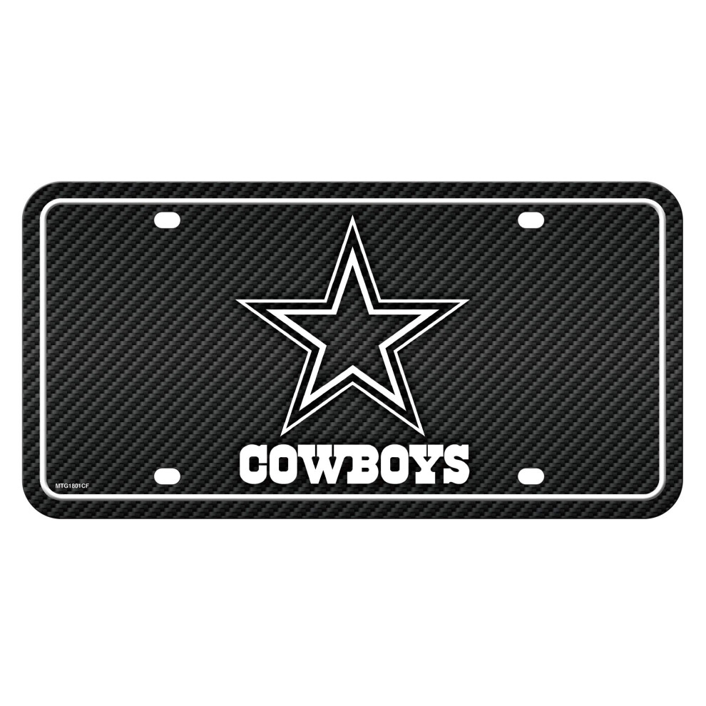 Rico Industries Nfl Football Dallas Cowboys Carbon Fiber Metal Auto Tag 6" X 12" - Great For Truck/Car/Suv 767345812643