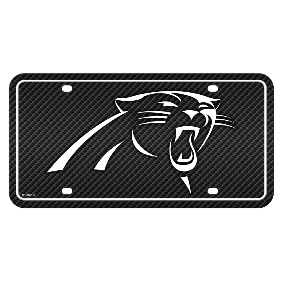Rico Industries Nfl Football Carolina Panthers Carbon Fiber Metal Auto Tag 6" X 12" - Great For Truck/Car/Suv 767345833464