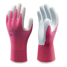 SHOWA Atlas 370 Nitril Palm Coated Arbejdshandske med Nylon For, Pink, Large (1 Par)