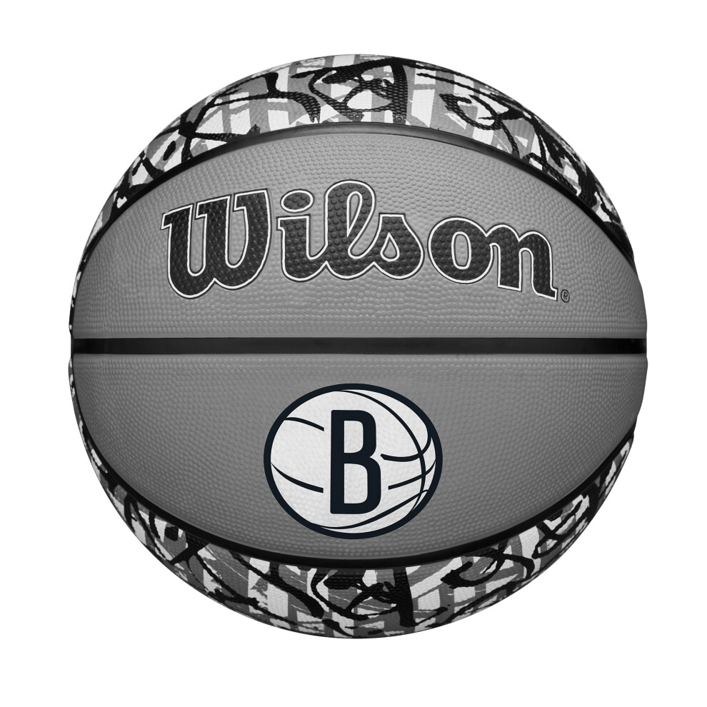 Photos - Basketball Hoop Wilson NBA Team Graffiti Basketball - Brooklyn Nets, Size 7-29.5" 