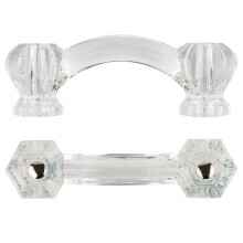 Depression Era Hexagonal Clear Glass Drawer Pull | 3" Centers | Handle for Antique Cabinet, Dresser, Desk