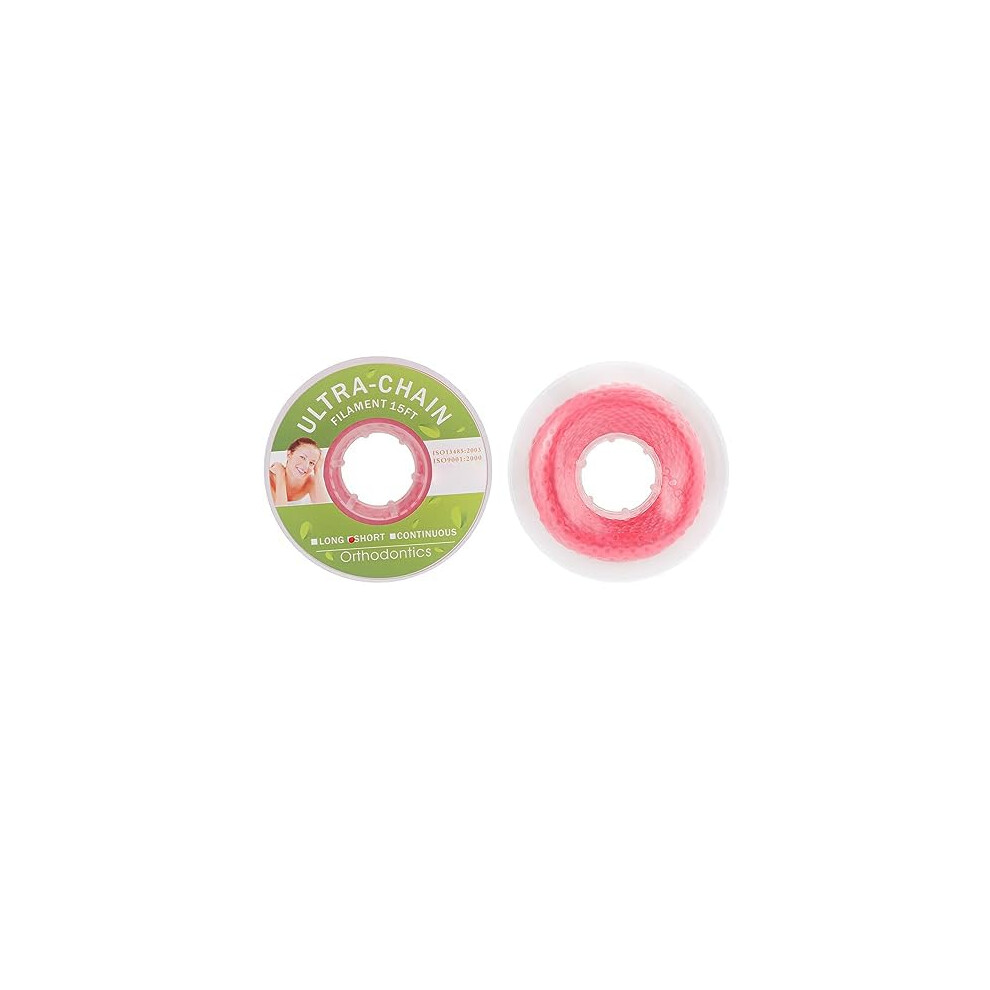 Annwah Red Dental Colorful Orthodontic Braces Rubber Chains,Dental Rubber Chains For Braces Power Chains For Orthodontic Treatment(Continuous, 4)