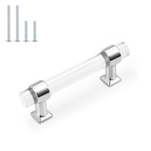 Probrico 15 Pack Keuken Kastgrepen 3 Inch Gat Center, Gepolijst Chroom Zinklegering met Duidelijke Acryl Knoppen