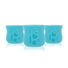 Olababy Silicone Huls voor Avent Natural Glazen Flessen (Verpakk. van 3) (4 oz, Blauw)
