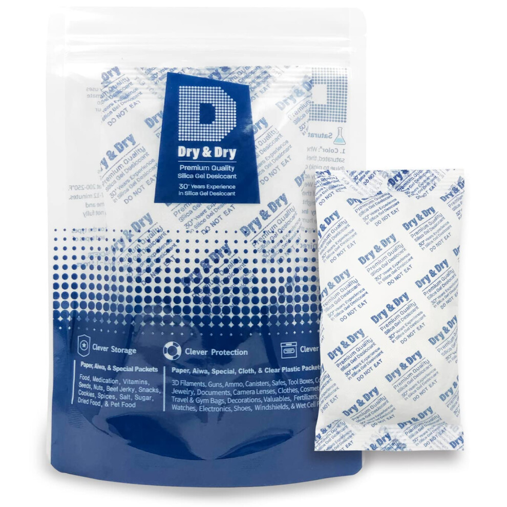 Dry & Dry 300 Gram [1 Packet] Silica Gel Packets, Desiccant Packs, Silica Gel - Rechargeable Silica Packets, Moisture Absorbers, Silica Gel Packs 799475787188