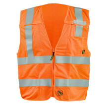 OccuNomix TSE-IMBZ-OL Zelfdovend 5-punts break-away mesh-vest met snelsluiting 2 zakken Klasse 2 100% ANSI polyester Groot oranje (hoge zichtbaarheid)