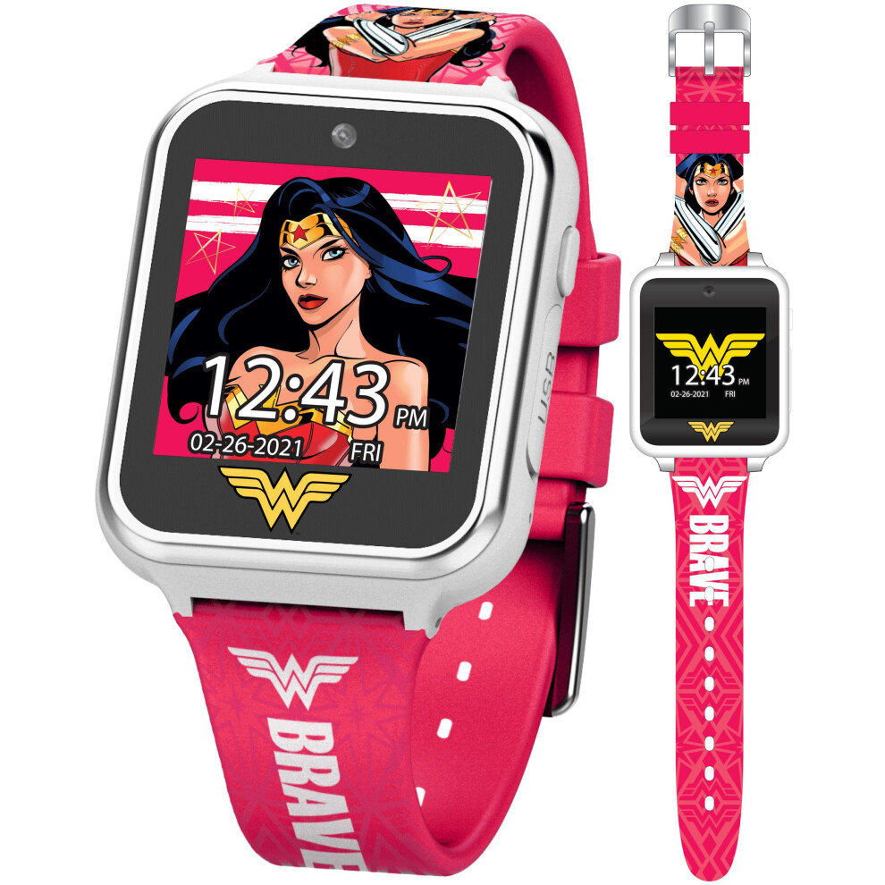 Wonder Woman Kids Smart Watch - Interactive Touchscreen With Games, Selfie Camera, Voice Recorder, Step Counter, Alarm, Stopwatch, And Custom Watch Fa 030506526162
