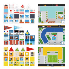 PicassoTiles 80pc Skole, Hospital, Politistation 3-i-1 Magnet Puzzle Kit