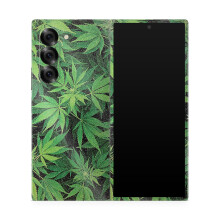 Glossy Glitter Phone Skin Compatible with Samsung Galaxy Z Fold 6 - Weed - Premium 3M Vinyl Protective Wrap Decal Cover - Easy to Apply | Crafted in T