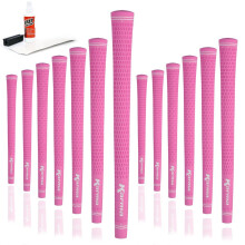 Karma Velours Pink Damen Golfgriff Set mit Klebebändern, Grifflösemittel, Gummi-Vise-Klemme, 13 Standard Größe Gummi Velvet Griffe