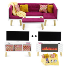 Emily Rose 18-inch Poppen Meubels Woonkamer Sofa Stoel Bed Console, TV, Open Haard, Opbergdozen