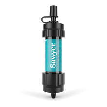 Sistema di filtrazione dell'acqua Sawyer Products SP340 Mini, filtro e stantuffo per la pulizia (solo filtro, colore verde acqua).